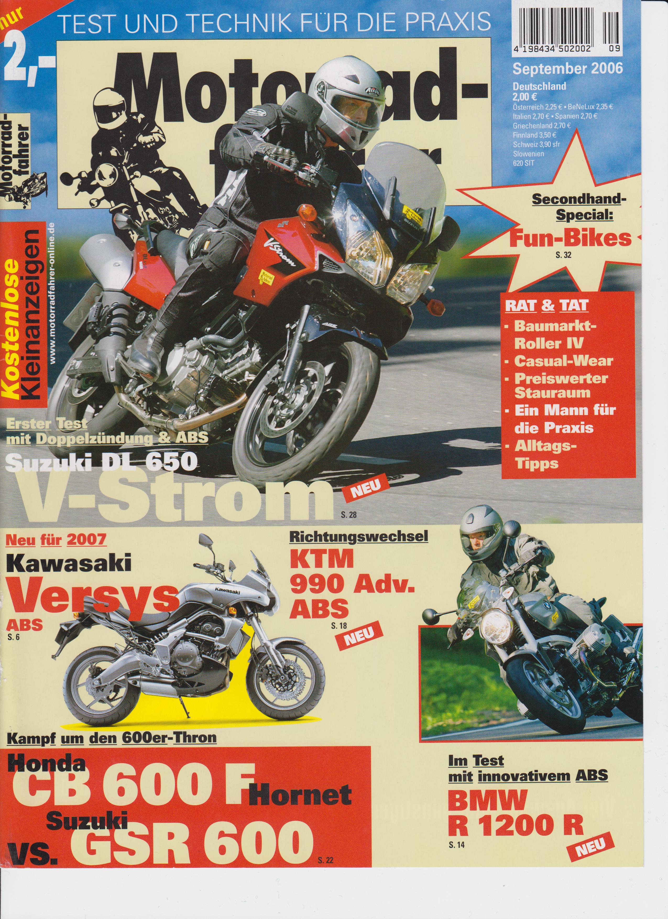 Fachzeitschrift Motorradfahrer 09 2006